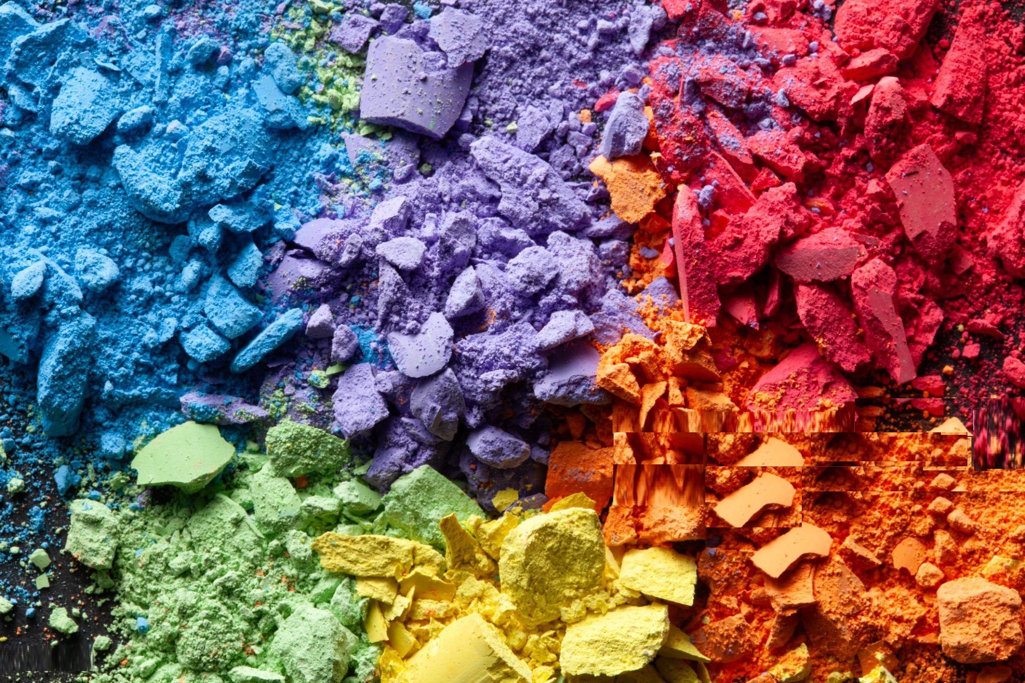 Multicolored chalk powder.